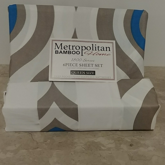 Metropolitan Bamboo Abstract Gray Queen She… - Picture 4 of 12